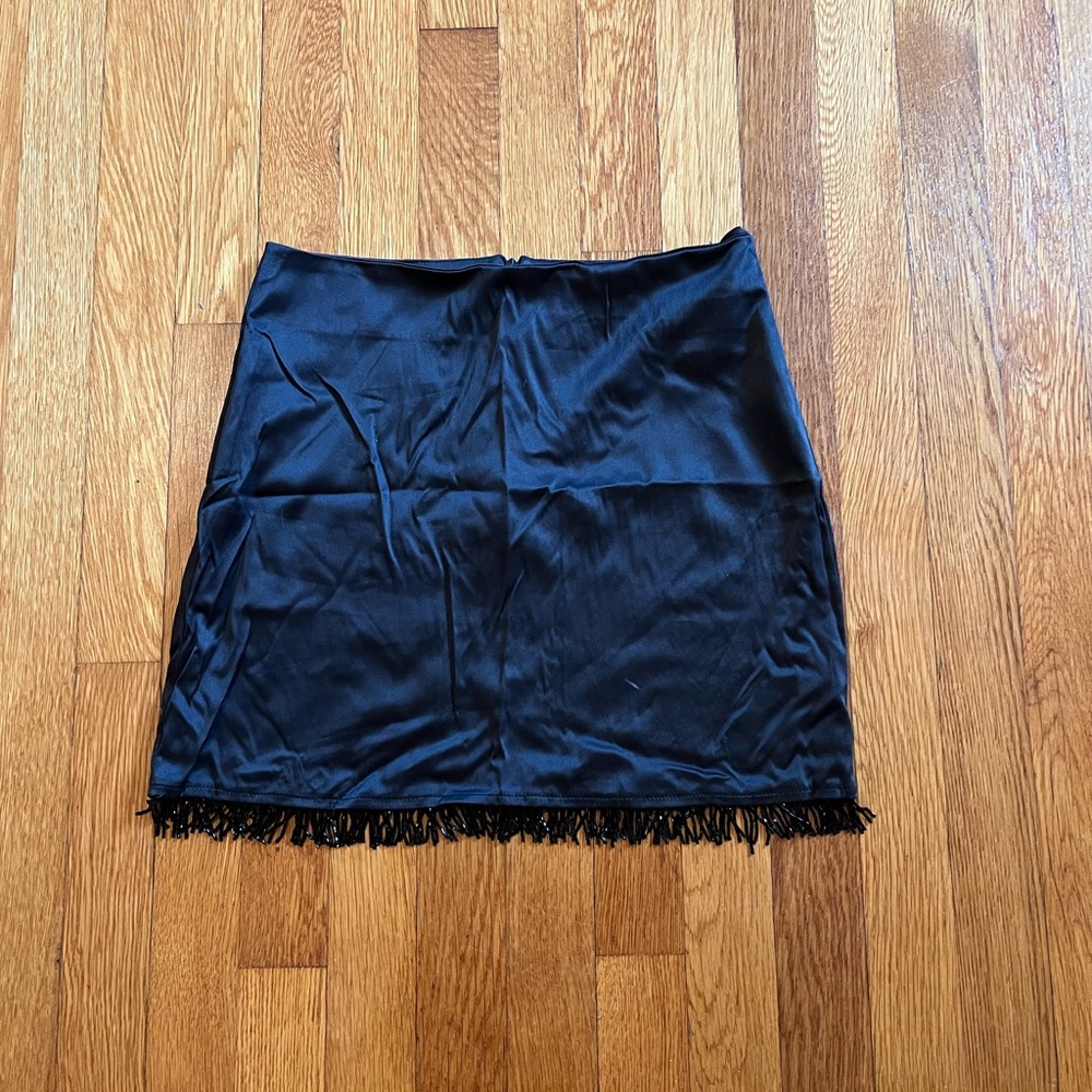 vintage Evolution not Revolution Shinny Black Skirt with Beaded Trim size 3